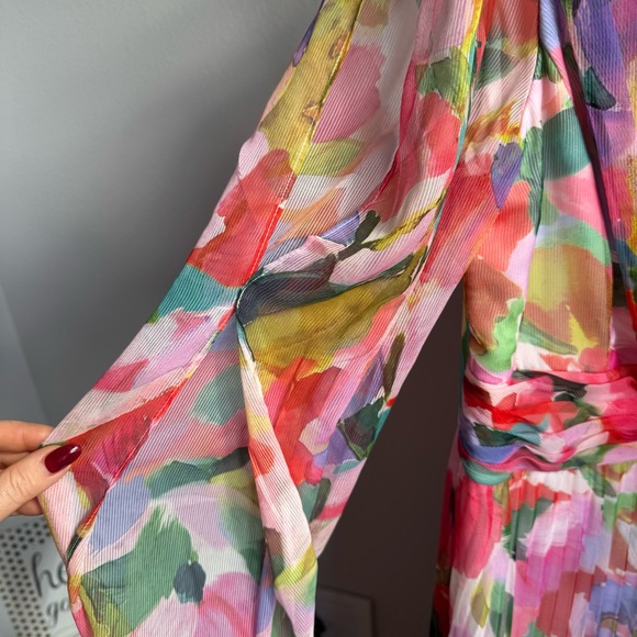 NWT Betsy & Adam Floral Long Sleeve A-Line Gown Maxi Dress Sz 6 - Picture 6 of 10